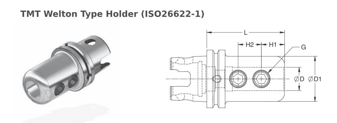 TMT63XMZ WN1.000'' 3.35'' Weldon Type Holder (Balanced to G2.5 25000 RPM) (Compatible with KM63XMZ™) (ISO26622-1)